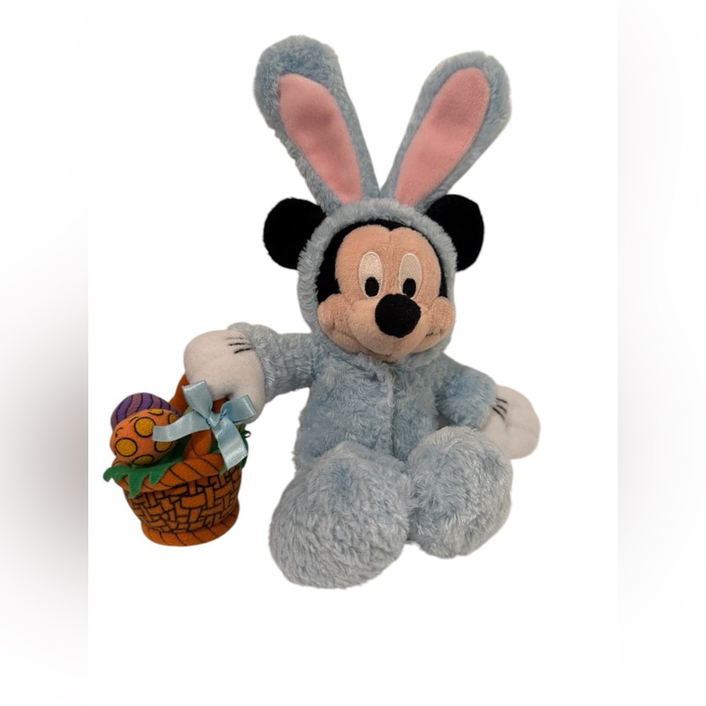 Vintage Disney Mickey Mouse Dressed as the Easter Bunny 13" Bean Bag Plush.